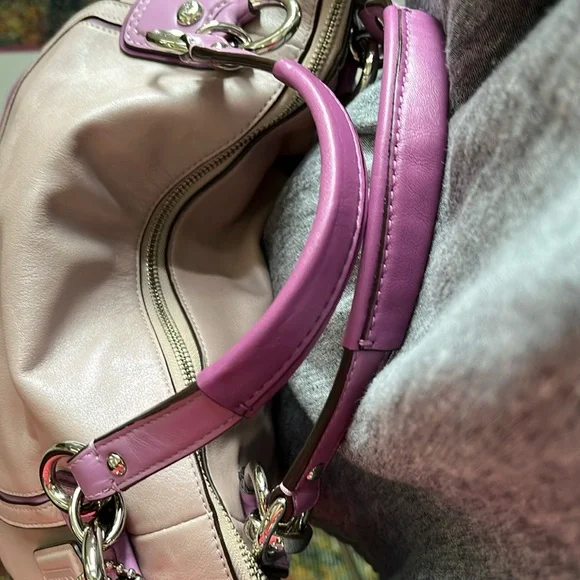 Coach  Kristin satchel  shoulder/Crossbody bag  color block Pearl Violet/ purple - Picture 8 of 17